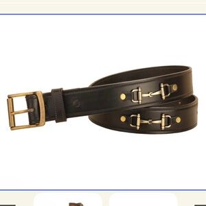 Tory Black Leather Belt with Gold Buckle